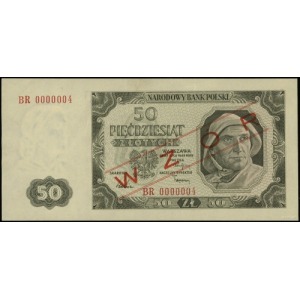 50 złotych 1.07.1948, seria BR, numeracja 0000004, obus...