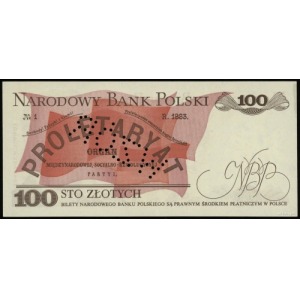 100 złotych 15.01.1975, seria H, numeracja 0000003, bez...