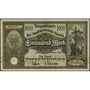 1.000 marek 31.10.1922, numeracja 016383, Miłczak G3, J...