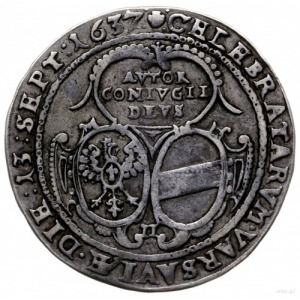 medal zaślubinowy 1637 r; Aw: Monogramy Władysława IV i...