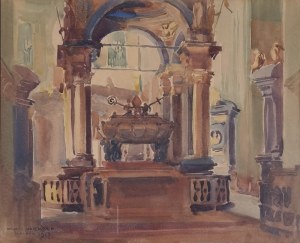 Henryk UZIEMBŁO (1879-1949), Wnętrze Katedry na Wawelu, 1915