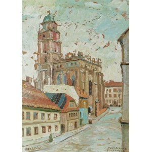 Irena NOWAKOWSKA-ACEDAŃSKA (1906-1983), Paczków - View from the market square to the church of St. John the Evangelist.