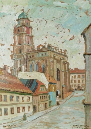 Irena NOWAKOWSKA-ACEDAŃSKA (1906-1983), Paczków - Widok z rynku na kościół Św. Jana Ewangelisty