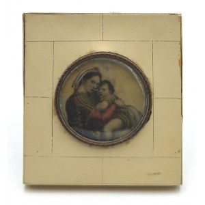 Malarz nieokreślony (XIX/XX w.), Madonna della Sedia - wg Rafaela - miniatura