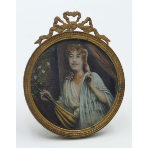 Malarz nieokreślony (XIX/XX w.), Kobieta z mandoliną - miniatura
