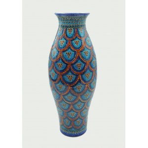 Pracownia ceramiczna Jürgel Keramik (C. u. M. Jürgel), Wazon z dekoracją ornamentem brązowo- niebieskiej wachlarzowej łuski