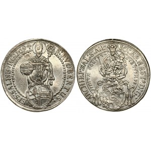 Austria SALZBURG 1 Thaler 1694 Johann Ernst(1687 - 1709). Averse: Madonna and child above Cardinals' hat and shield...