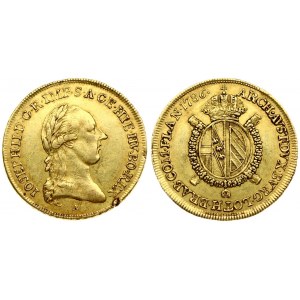 Austria Austrian Netherlands 1/2 Souverain D'or 1786 A Joseph II(1780-1790). Averse: Laureate head right. Averse Legend...