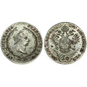 Austria 20 Kreuzer 1830C Franz II (I)(1792-1935). Averse: Large head with short hair within wreath. Reverse...