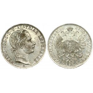 Austria 1 Florin 1861A Franz Joseph I(1848-1916). Averse: Laureate head right. Reverse: Crowned imperial double eagle...