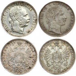 Austria 1 Florin 1862A & 1889 Franz Joseph I(1848-1916). Averse: Laureate head right. Reverse...