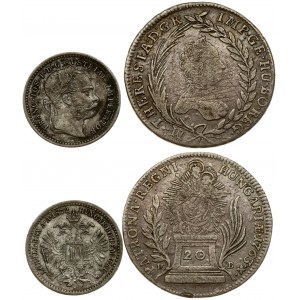 Austria 10 Kreuzer 1872 & Hungary 20 Krajczar 1763KB Maria Theresia(1740-1780). Averse...