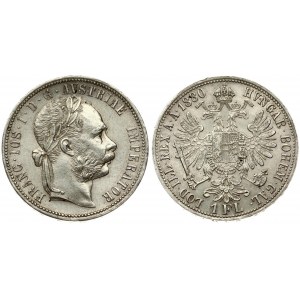 Austria 1 Florin 1880 Franz Joseph I(1848-1916). Averse: Laureate head right. Reverse: Crowned imperial double eagle...