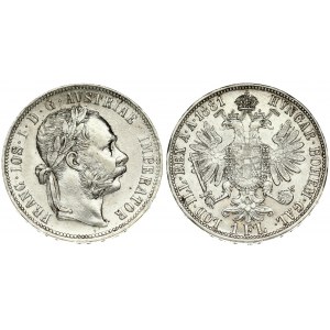 Austria 1 Florin 1881 Franz Joseph I(1848-1916). Averse: Laureate head right. Reverse: Crowned imperial double eagle...