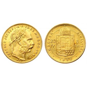 Austria Hungary 8 Forint 20 Francs 1890 KB Franz Joseph I(1848-1916). Averse: Laureate head right. Reverse...