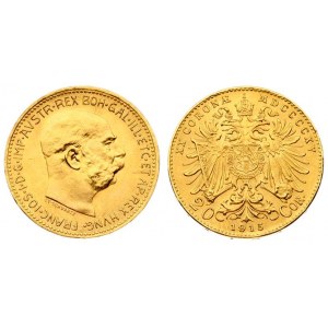 Austria 20 Corona MDCCCCXV 1915 Restrike. Franz Joseph I(1848-1916). Averse: Head of Franz Joseph I; right. Reverse...
