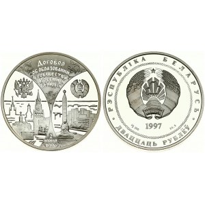 Belarus 20 Roubles 1997 Russia-Belarus State Treaty. Averse:  National arms. Reverse...