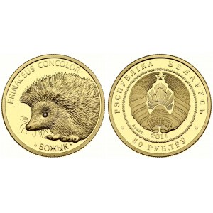 Belarus 50 Roubles 2011 Hedgehog. Averse: National arms. Reverse: Hedgehog. Gold. KM 286