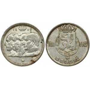 Belgium 100 Francs 1949 Leopold III (1934-1950). Averse: Crowned arms within wreath divide denomination...