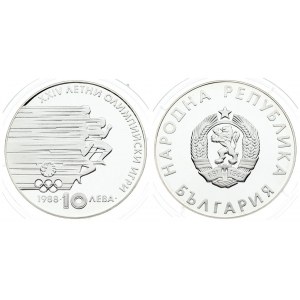 Bulgaria 10 Leva 1988 Averse: National arms. Reverse: Sprinters; denomination and date below. Silver...