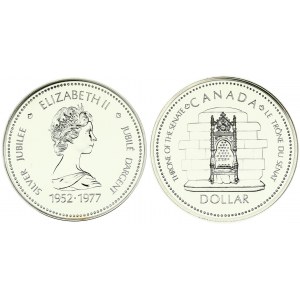 Canada 1 Dollar 1952-1977 Silver Jubilee. Averse: Young bust right; dates below. Reverse: Throne; denomination below...
