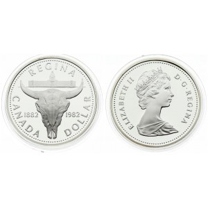 Canada 1 Dollar 1882-1982 Regina. Averse: Young bust right. Reverse: Cattle skull divides dates and denomination below...