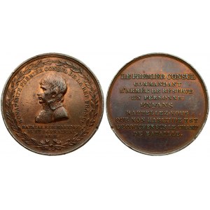France CONSULATE Medal (1800) Battle of Marengo. Averse legend: BONAPARTE FIRST CONSUL DE LA REP. FRANCE /...