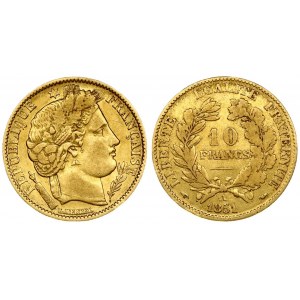 France 10 Francs 1851A Averse: Liberty head with grain wreath right. Reverse: Denomination within wreath. Gold...