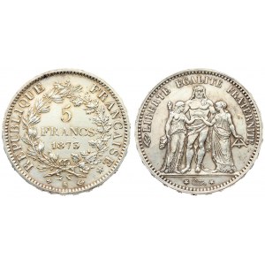 France 5 Francs 1873K Averse: Hercules group. Reverse: Denomination within wreath. Silver. KM 820.2