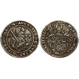 Germany Saxony 1 Thaler 1564 HB. August I(1553-1586). Averse: Bust right with sword over right shoulder divides date...