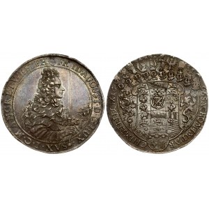 Germany SAXONY 1 Thaler 1696 IK Friedrich August I(1694-1733). Averse: Bust right; sword and helmet in front. Reverse...