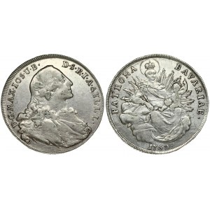 Germany BAVARIA 1 Thaler 1760 Maximilian III Josef(1745-1777). Averse: Draped bust to right; head breaks legend at top...