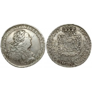 Germany SAXONY 2/3 Thaler 1763 FWoF Friedrich Christian (1763)Averse: Armored bust right. Averse Legend: D: G: FRID...