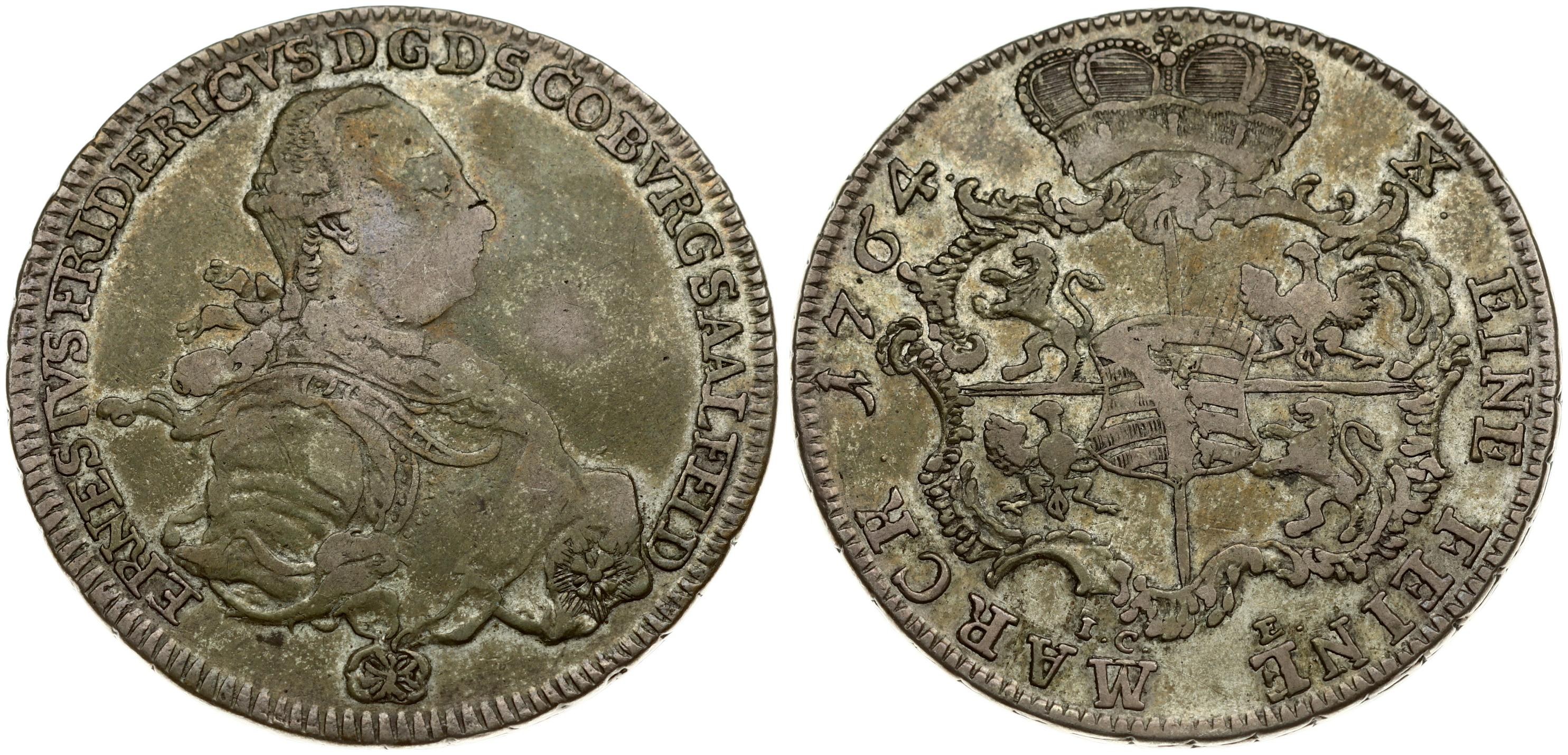 Germany SAXECOBURGSAALFELD 1 Thaler 1764 ICE Ernst Friedrich(1764