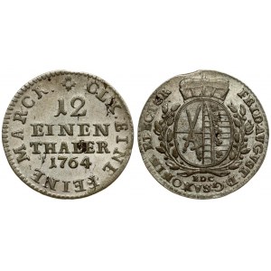 Germany SAXONY 1/12 Thaler 1764 EDC Friedrich August III(1763-1827). Averse: Crowned large oval arms. Averse Legend...