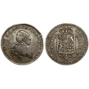 Germany SAXONY 1/6 Thaler 1765 EDC Xaver(1763-1768). Averse: Bust right. Reverse: Crowned arms; value below. Silver...