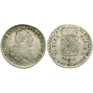 Germany SAXONY 1/3 Thaler 1767 EDC Xaver(1763-1768). Averse: Armored bust right. Reverse: Crowned shield; value below...