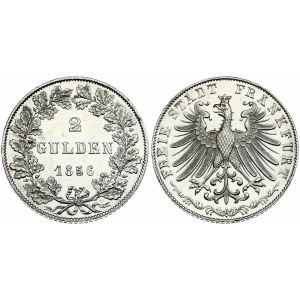 Germany FRANKFURT AM MAIN 2 Gulden 1856 Averse: Crowned eagle. Averse Legend: FREIE STADT FRANKFURT. Reverse...