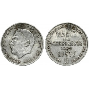 Germany Medal (1930) Hitler Adolf (1889-1945) Aluminum medal 1930 election advertising. Der Führer aus der Not Colb....