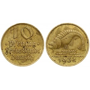 Germany Danzig 10 Pfennig 1932 Averse: Denomination. Reverse: Codfish (godus morrhua) left; date below. Aluminum-Bronze...