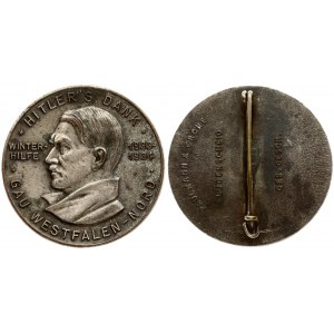 Germany Third Reich Portable Medal 1934 Adolf Hitler. Bronze medal 1934 Winterhilfe; Hitlers Dank; Gau Westfalen-Nord...