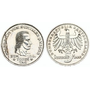 Germany Federal Republic 5 Mark 1955F 150th Anniversary - Death of Friedrich von Schiller. Averse...