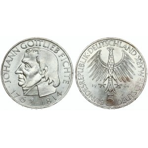 Germany Federal Republic 5 Mark 1964J 150th Anniversary - Death of Johann Gottlieb Fichte philosopher. Averse...