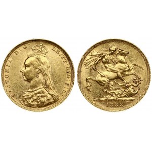 Great Britain 1 Sovereign 1888 Victoria(1837-1801). Averse: Bust left wearing small crown and veil. Averse Legend...