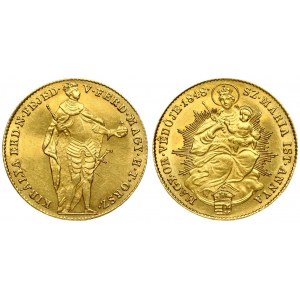 Hungary 1 Ducat 1848 Ferdinand I(1835-1848). Averse: Emperor standing. Reverse: Madonna with child. Reverse Legend: SZ...