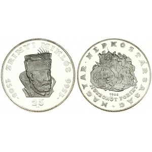 Hungary 25 Forint 1966BP 400th Anniversary - Death of Zrinyi. Averse: Monument. Reverse: Head 3/4 right. Silver...