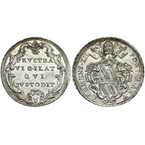 Italy PAPAL STATES  ½ Piastra (1735). Clement XI(1730-1740). Averse: Papal arms. Lettering: CLEMENS·XII PONT·M·A·V·...