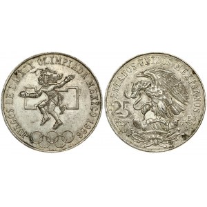 Mexico  25 Pesos 1968Mo Summer Olympics - Mexico City. Averse: National arms; eagle left. Reverse...