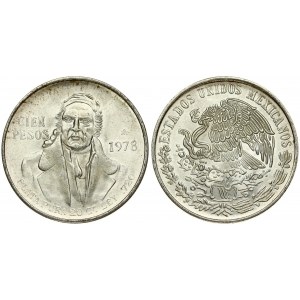 Mexico 100 Pesos 1978Mo Averse: National arms; eagle left. Reverse: Bust facing; higher right shoulder...