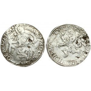 Netherlands OVERIJSSEL 1 Lion Daalder 1612. Averse: Armored knight looking right above lion shield. Reverse...